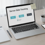 Server‑side tracking architecture for ecommerce in 2026 with consent gating, GA4/ads destinations, and data residency notes on a desk flat‑lay.